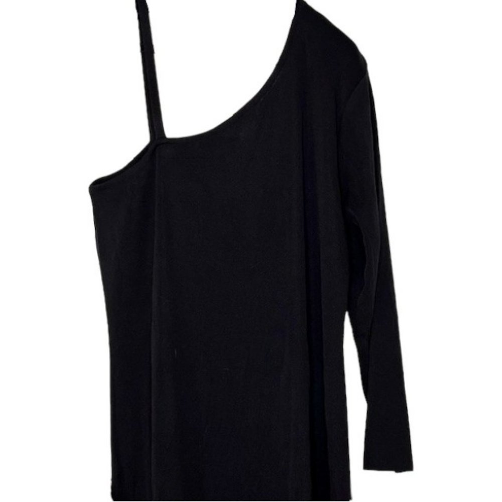 Exclusively Misook One-Shoulder Classic Knit Maxi Gown Rhinestones - Black - L - Picture 6 of 10